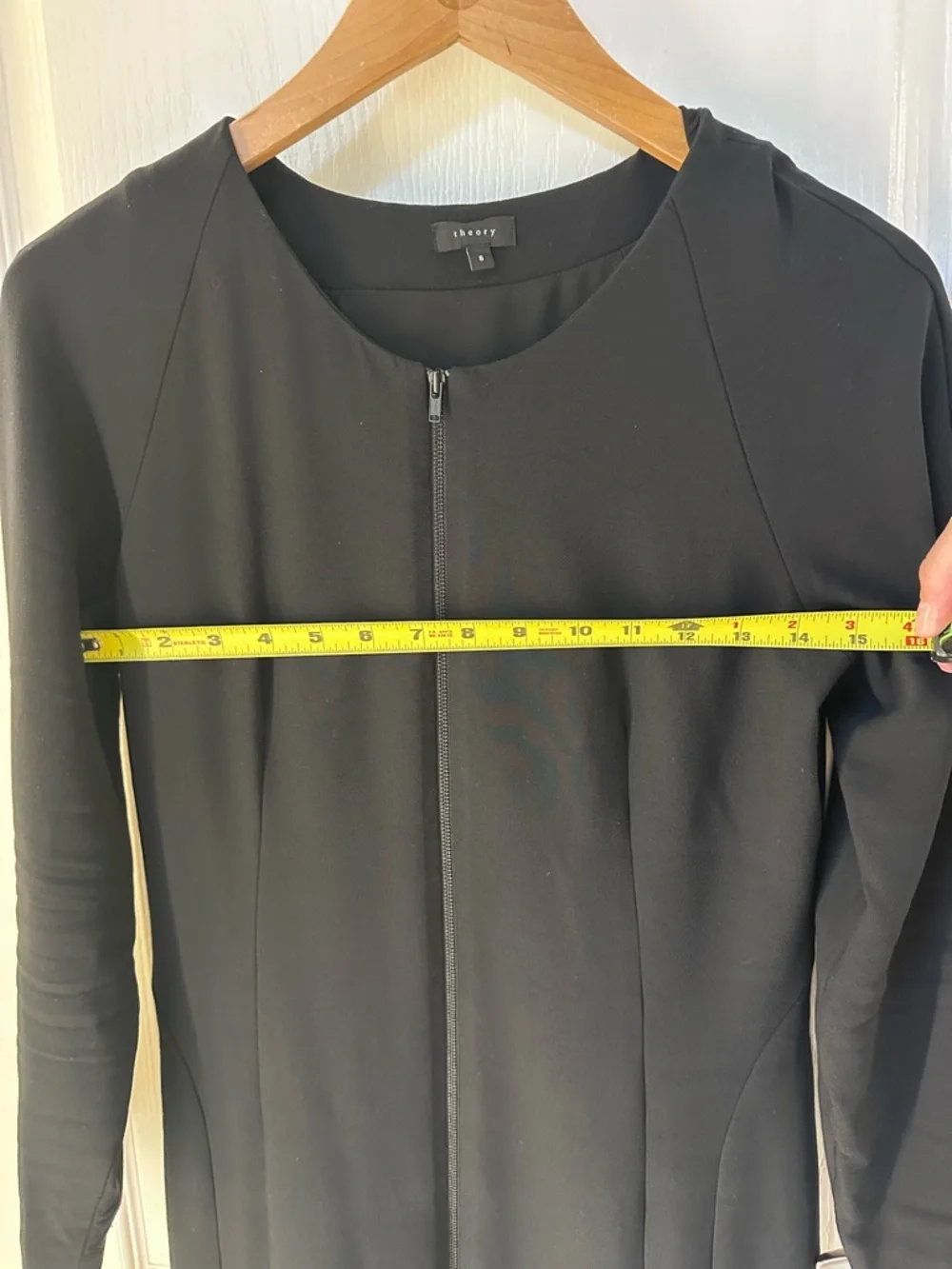 Theory Black Long-Sleeve Front-Zip Shift Dress - Picture 6 of 6